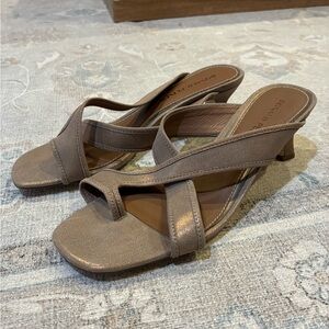 Donald J. Pliner Metallic Taupe Strappy Heels